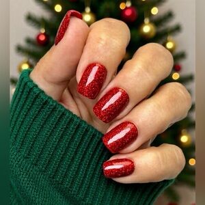 🆕 FIRECRACKER FIA • ACRYLIC • RETIRED • Red Aspen Nail Dashes • Press-On Nails